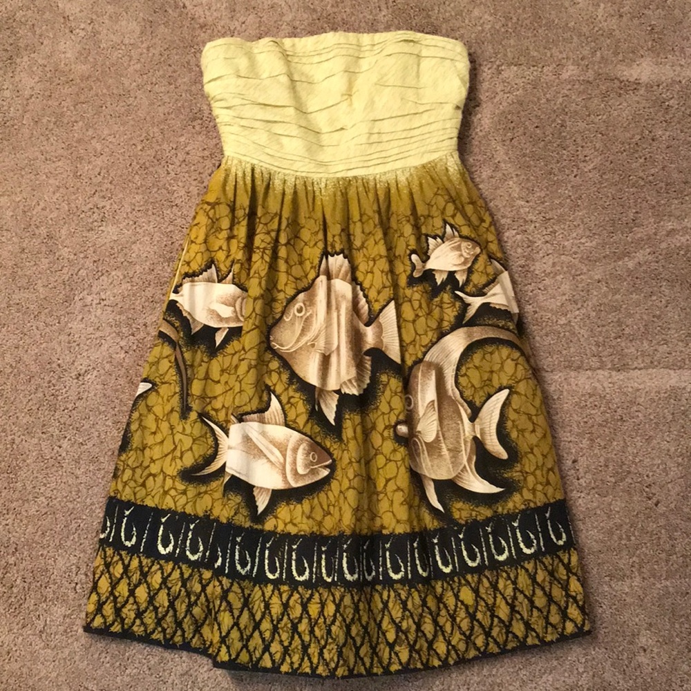 Anthropologie Strapless Fish Dress